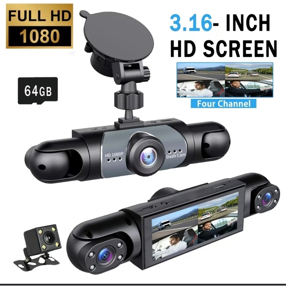 Wide Angle Dashcam Car Driving Recorder with Type-C & 64GB TF Support